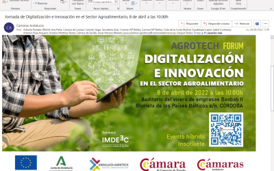 Cámaras de Comercio y Consejería de Agricultura impulsan la innovación y digitalización en la industria agroalimentaria en una jornada el 8 de abril en Córdoba